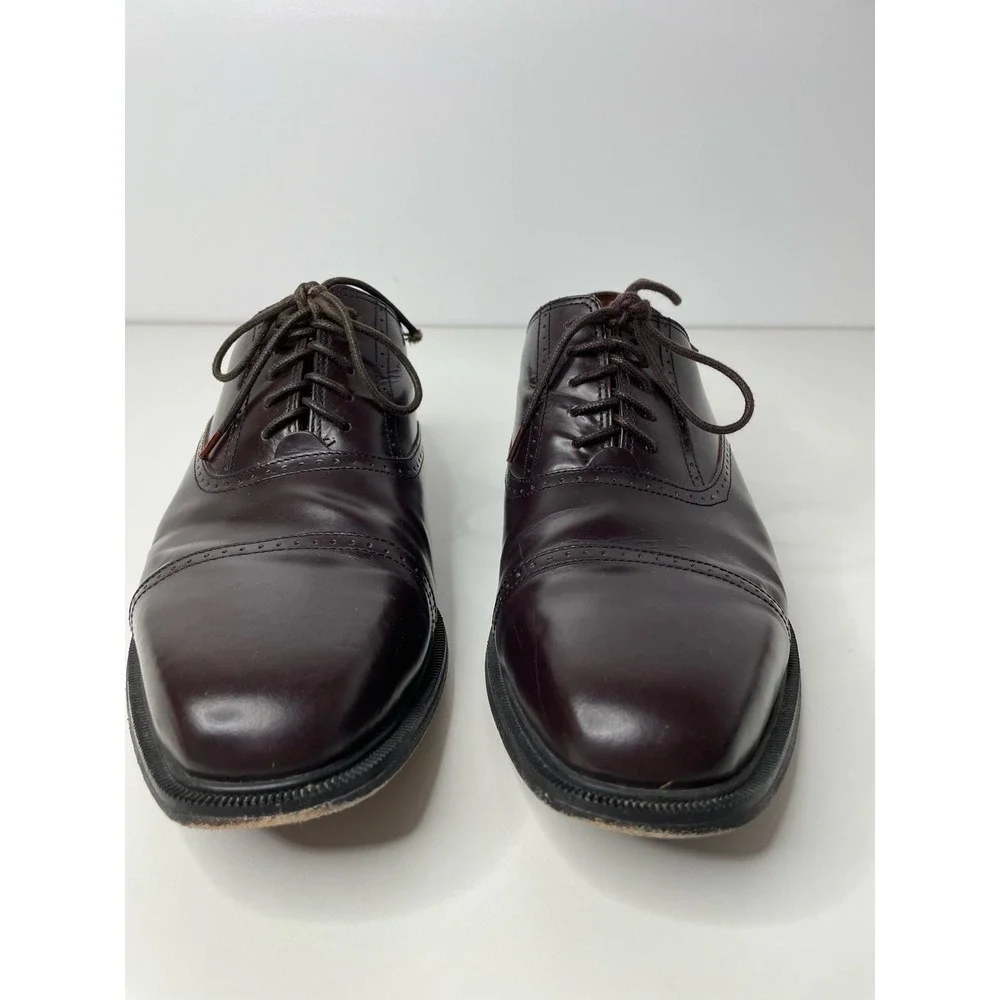 Rockport Mens Burgundy Leather Cap Toe Oxford Dress Shoes Dark Academia 11 W